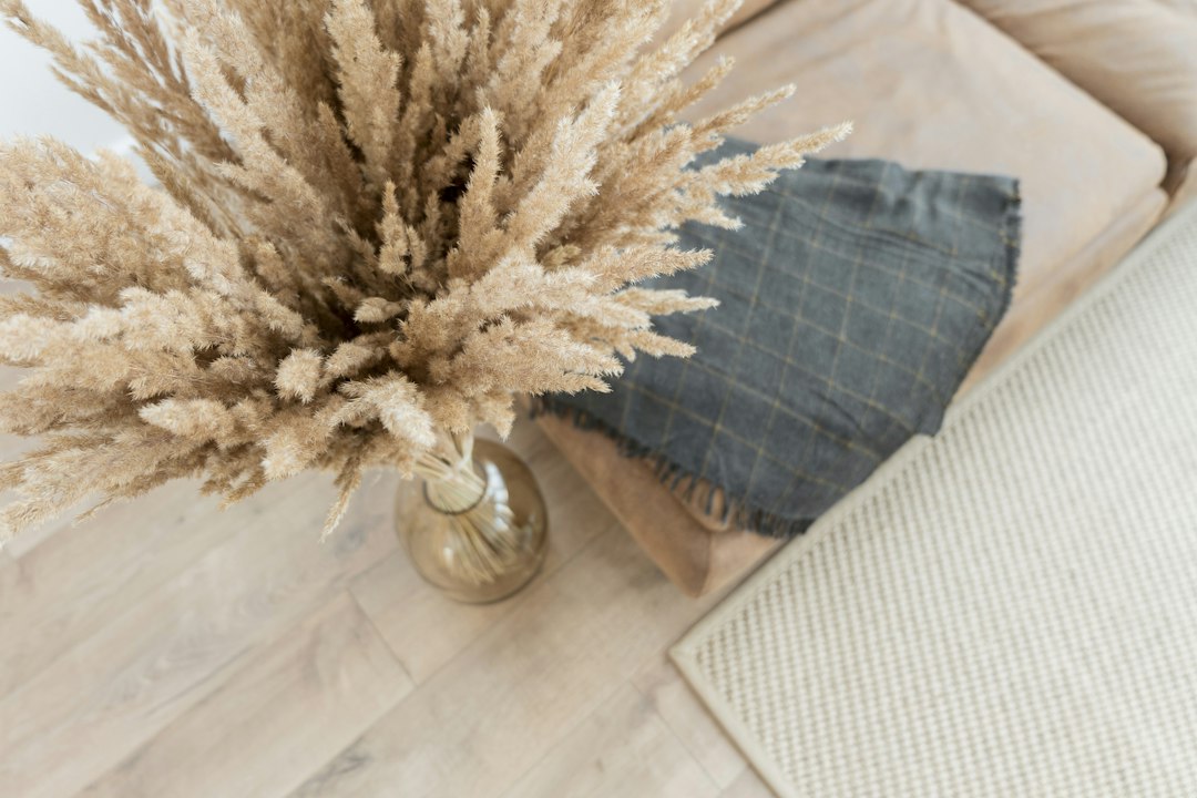 Living room with a textured rug and comfortable furnishings